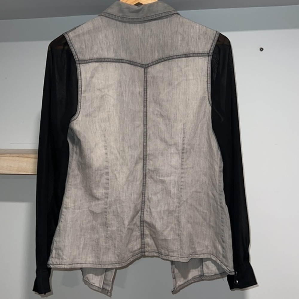 Black and gray top sheer‎ black sleeves - Picture 4 of 4